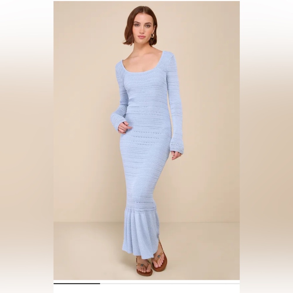 Lulus long sleeve crochet trumpet dress